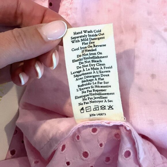 NWT LoveShackFancy Kinza Crop Wrap Top Lotus Pink Embroidered Eyelet Size M - Picture 13 of 13